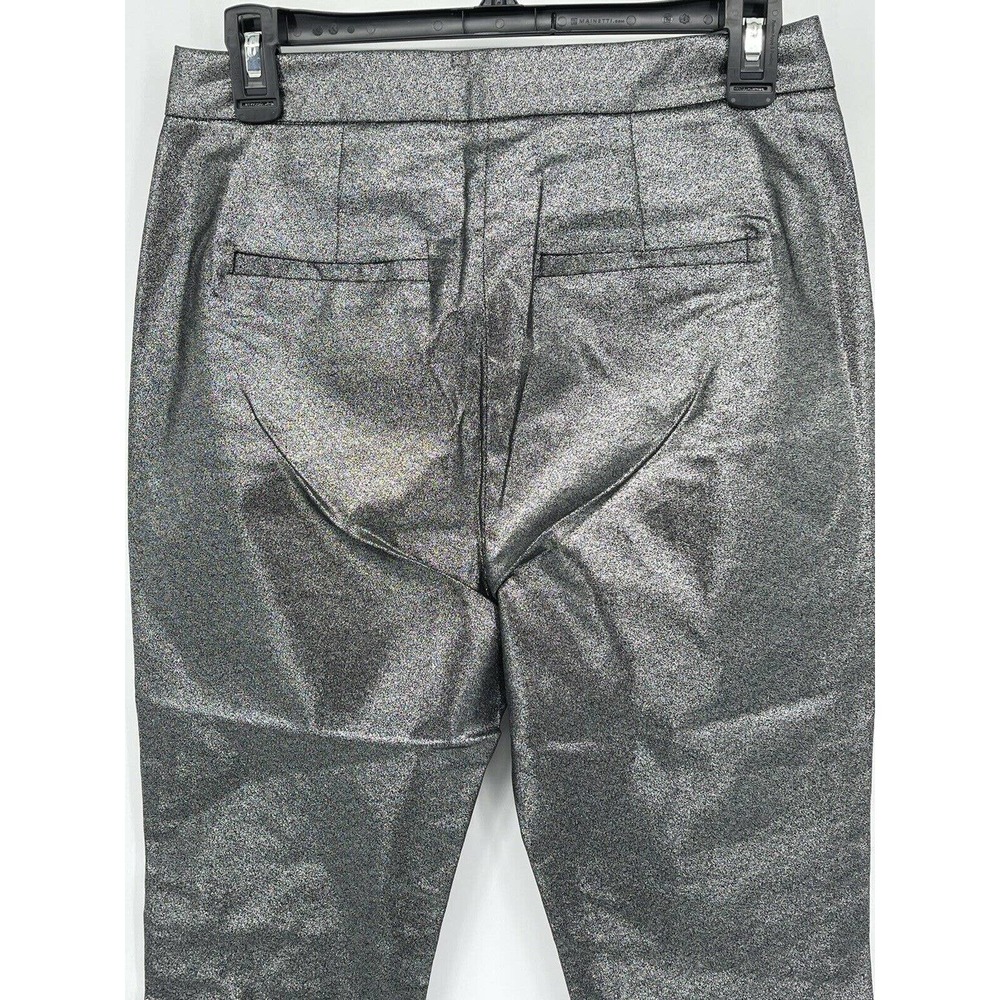 $158 Walter Baker Leo Ankle Pant Metallic Silver Black Size 4 - Picture 3 of 6